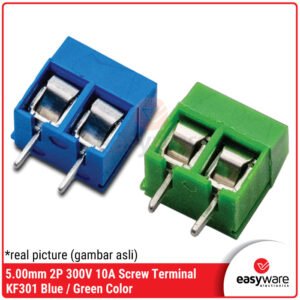 5.00mm Screw Terminal Block KF301 2P Terminal Blok 300V 10A 2 Pin Blue Green Terminal Biru KF301 5.08mm