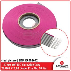 1 Meter Kabel Flat 10P Grey Kabel IDC 10 Pin Kabel Pita 10P Abu-abu Pitch 1.27mm Gray Flat Cable Kabel AWG 28