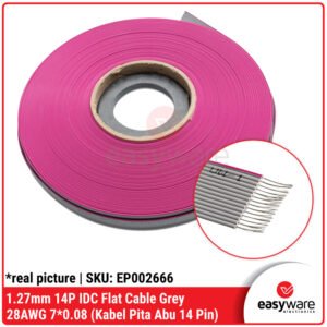 1 Meter Kabel Flat 14P Grey Kabel IDC 14 Pin Kabel Pita 14P Abu-abu Pitch 1.27mm Gray Flat Cable Kabel AWG 28