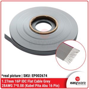 1 Meter Kabel Flat 16P Grey Kabel IDC 16 Pin Kabel Pita 16P Abu-abu Pitch 1.27mm Gray Flat Cable Kabel AWG 28