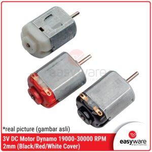 Motor Dynamo DC 3V High Speed 19000-30000 RPM, As 2mm untuk Mainan & DIY Projects - Cover Merah/Hitam/Putih