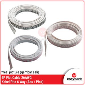 Kabel Pita 6 Pin 6P 6 Line Way AWG 26 Ribbon Flat Satu Meter Kabel Serabut 6P 6 Pin Abu / Pink