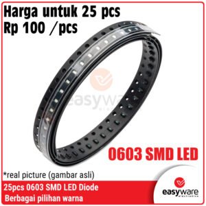 25x LED SMD 0603 Merah/Hijau/Biru/Kuning/Putih/Oranye/RGB 0603 SMD LED Diode Red/Green/Blue/Yellow/White/Orange/Warm White/ RGB