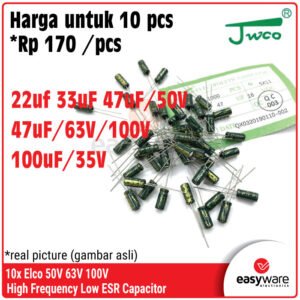 10x Elco High Frequency Low ESR Elco 22uf 33uF 47uF/50V 47uF/63V 47uF/100V 100uF/35V Elektrolit Kapasitor