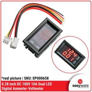 Digital Ammeter Voltmeter DC 100V 10A - Alat Ukur Arus dan Tegangan LED 0.28 inch