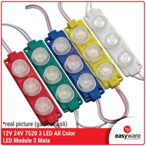 Modul LED 3 Mata 7520 - Lampu LED 12V dan 24V Warna Merah, Hijau, Biru, Kuning, Putih