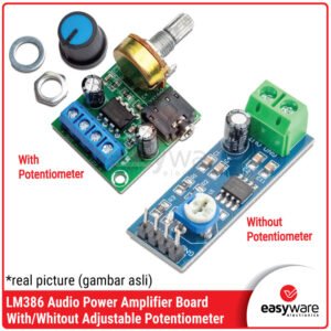 LM386 AUDIO AMPLIFIER MODULE LM386 MODULE AMPLIFIER WITH / WITHOUT ADJUSTABLE POTENTIOMETER