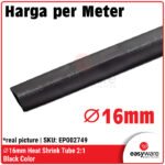 Heat Shrink Tube 16mm Rasio 2:1 Warna Hitam - Selongsong Bakar Isolasi Kabel Listrik