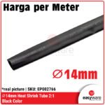 Heat Shrink 14mm Hitam - Selongsong Bakar Isolasi Kabel Listrik (Rasio 2:1)