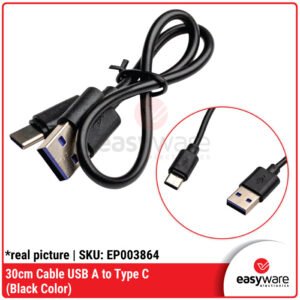 Kabel USB Type C Pendek 30 cm - USB-A Male ke Type-C Male untuk Charging & Data