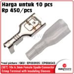 10 set 6.3mm Female Spade Connector Crimp Terminal with Insulating Sleeves For Terminals 22-16AWG Skun Female S-03