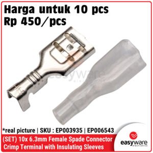10 set 6.3mm Female Spade Connector Crimp Terminal with Insulating Sleeves For Terminals 22-16AWG Skun Female S-03