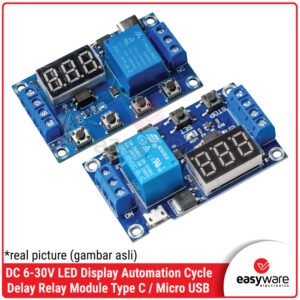 Modul Relay Delay Timer Digital 6-30V Cycle Looping - Micro USB / Type C Display LED