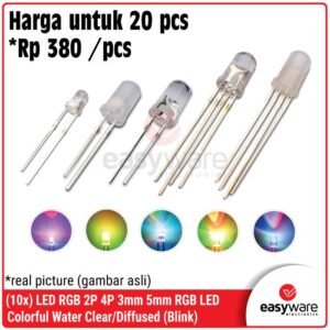 10 Pcs LED RGB 3mm 5mm 10mm - 2 Pin Fast/Slow Flash & 4 Pin Anode/Cathode