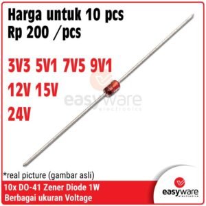 10 Pcs Diode Zener 1Watt DO-41 - Zener Diode 3.3V 5.1V 12V 15V 24V Stabilizer Tegangan