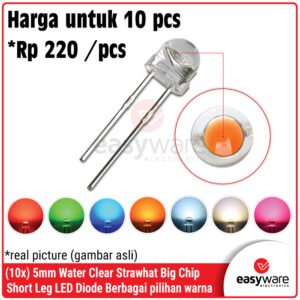 10x LED 5mm Strawhat Mata Besar Red/Green/Blue/Yellow/White/Ice Blue/Warm White/Orange/Pink/Yellow Green/UV Clear Lens LED Topi 5 mm 4.8mm Straw hat Merah/Hijau/Biru/Kuning/Putih LED F5