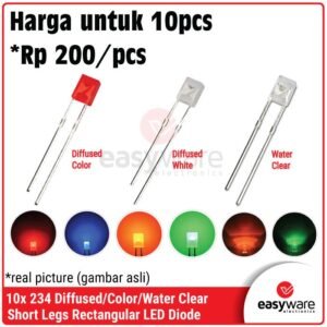10x LED 2x3x4mm Rectangular LED 234 White Red Green Blue Yellow Orange Clear Diffused Color Square LED 2x3x4 Kotak