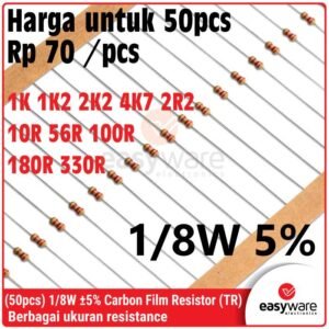 50x Carbon Film Resistor 1/8W 5% 2R2 10R 56R 100R 180R 330R 1K 1K2 2K2 4K7