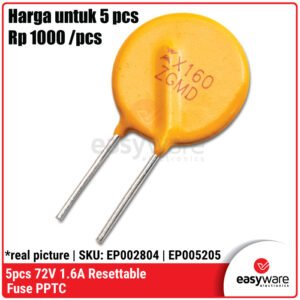 5pcs XF160 RXEF160 72V 1.6A Resettable Fuse PPTC Sekring Reset Otomatis Auto Resettable Fuse Self Recovery