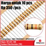 10x Carbon Film Resistor 1W 5% 1K 1K5 2K2 3K3 3K9 4K7 6K8 10K 12K 22K - 10K
