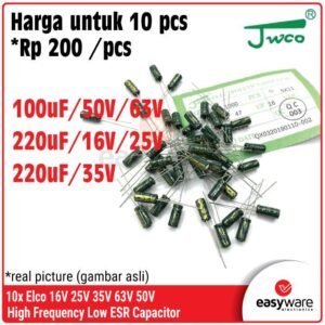10x Elco High Frequency Low ESR Elco 100uF/50V/63V 220uF/16V/25V/35V Elektrolit Kapasitor