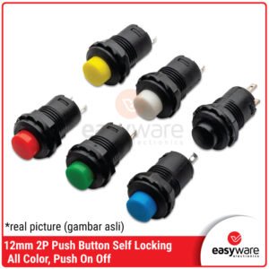 Push Button 12mm Self Lock Push On Tombol Saklar 12mm Switch On All Color