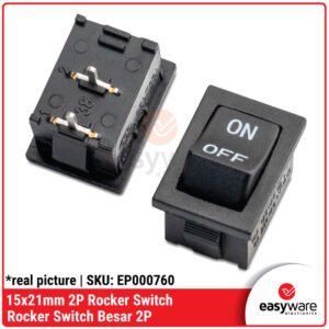 Rocker Switch 2P 15x21mm KCD1-101 6A 250V - Saklar Power Kotak On-Off 2 Pin
