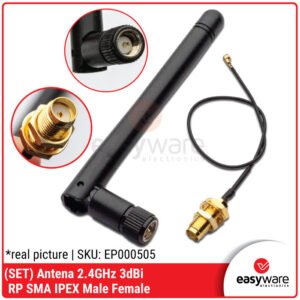 Antena Module ESP8266 ESP32 2.4GHz 3dBi RP-SMA IPEX Pigtail Set